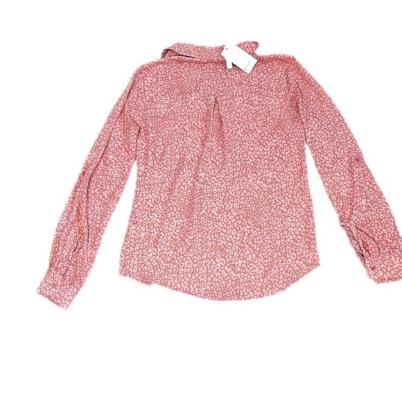 Juniors Candie's Sheer Animal Print Button Up Blouse Pink Size XS New! - Picture 2 of 7